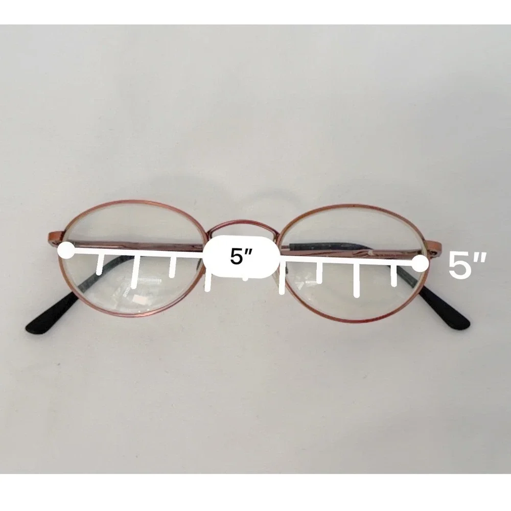 Vintage Oval Metal Frame Eyeglasses Copper Bronze Tone Minimalist Chic 103-114